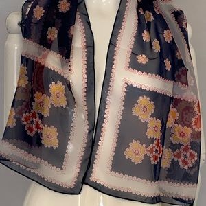 Dark blue floral, design scarf, vintage